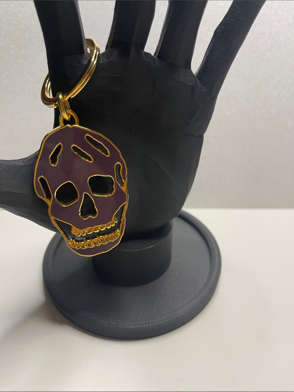 Alexander McQueen Gold & Deep Purple Skull Keychain